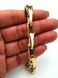 14k Yellow Gold Solid Handmade Fashion Link Chain Bracelet 8.5" 8.6mm 46.3 grams