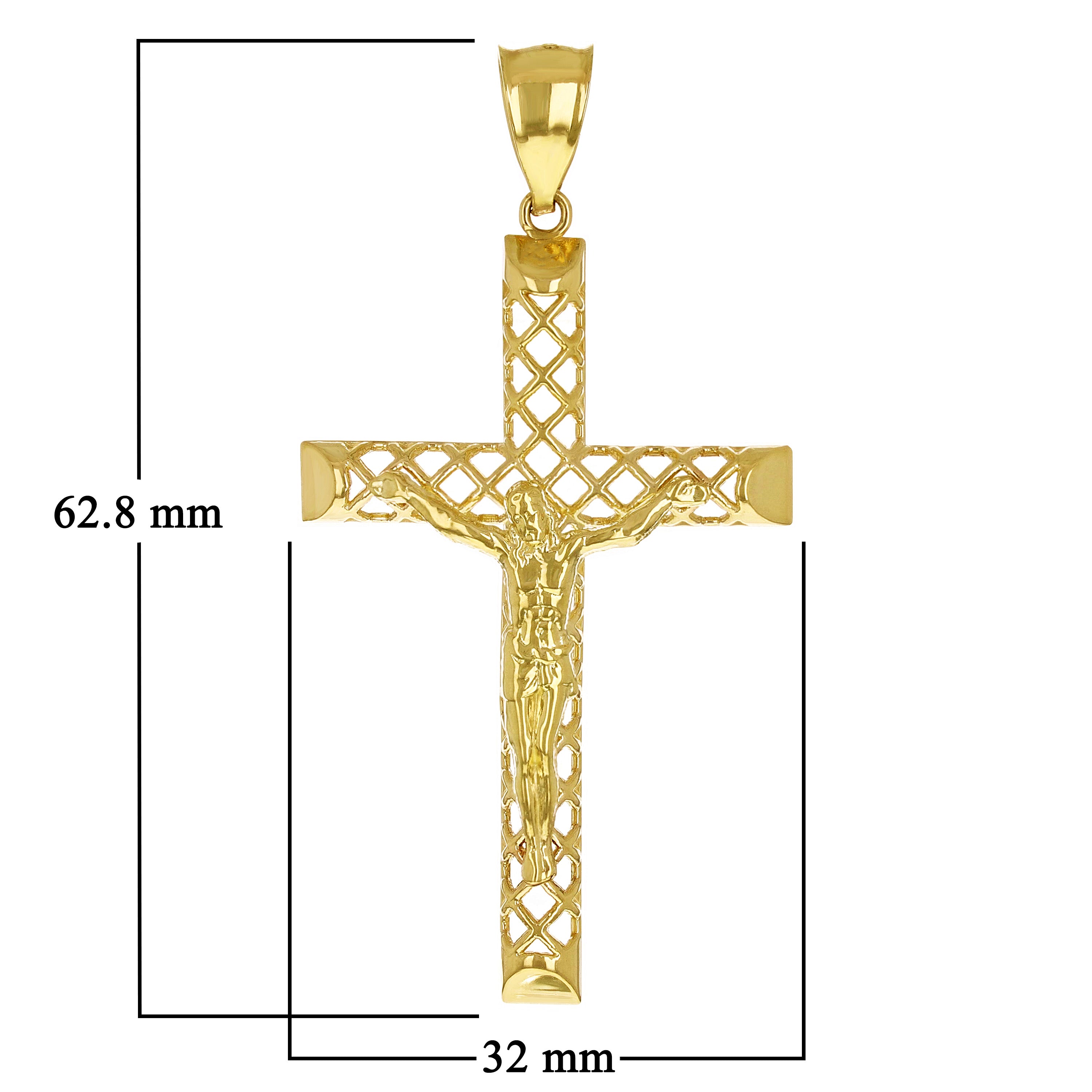 14k Yellow Gold 3D Jesus Christ Crucifix Woven Cross Pendant 2.5" 5.1 grams