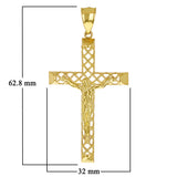 14k Yellow Gold 3D Jesus Christ Crucifix Woven Cross Pendant 2.5" 5.1 grams