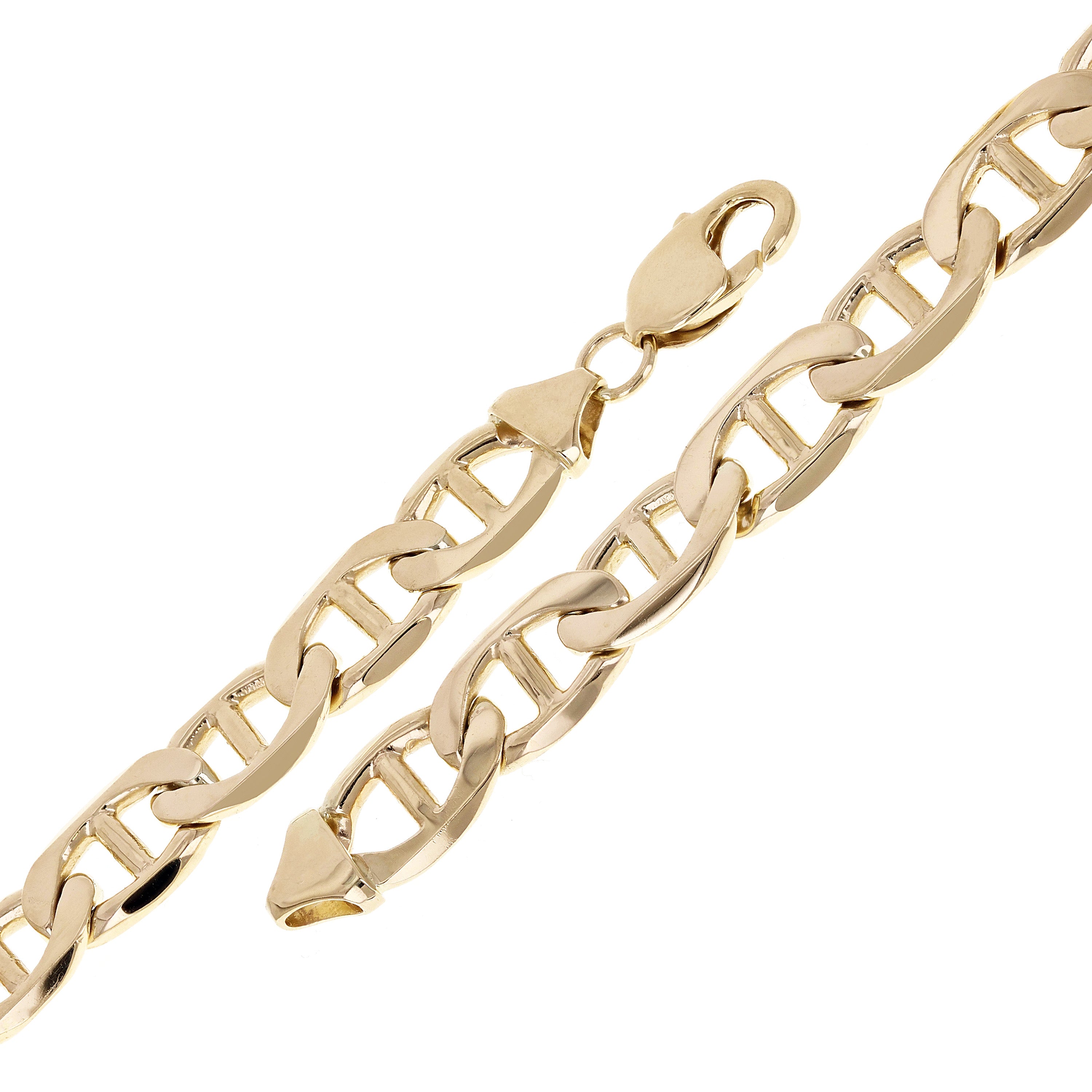10k Yellow Gold Solid Concave Mariner Gucci Chain Bracelet 12mm 7.5" - 9"