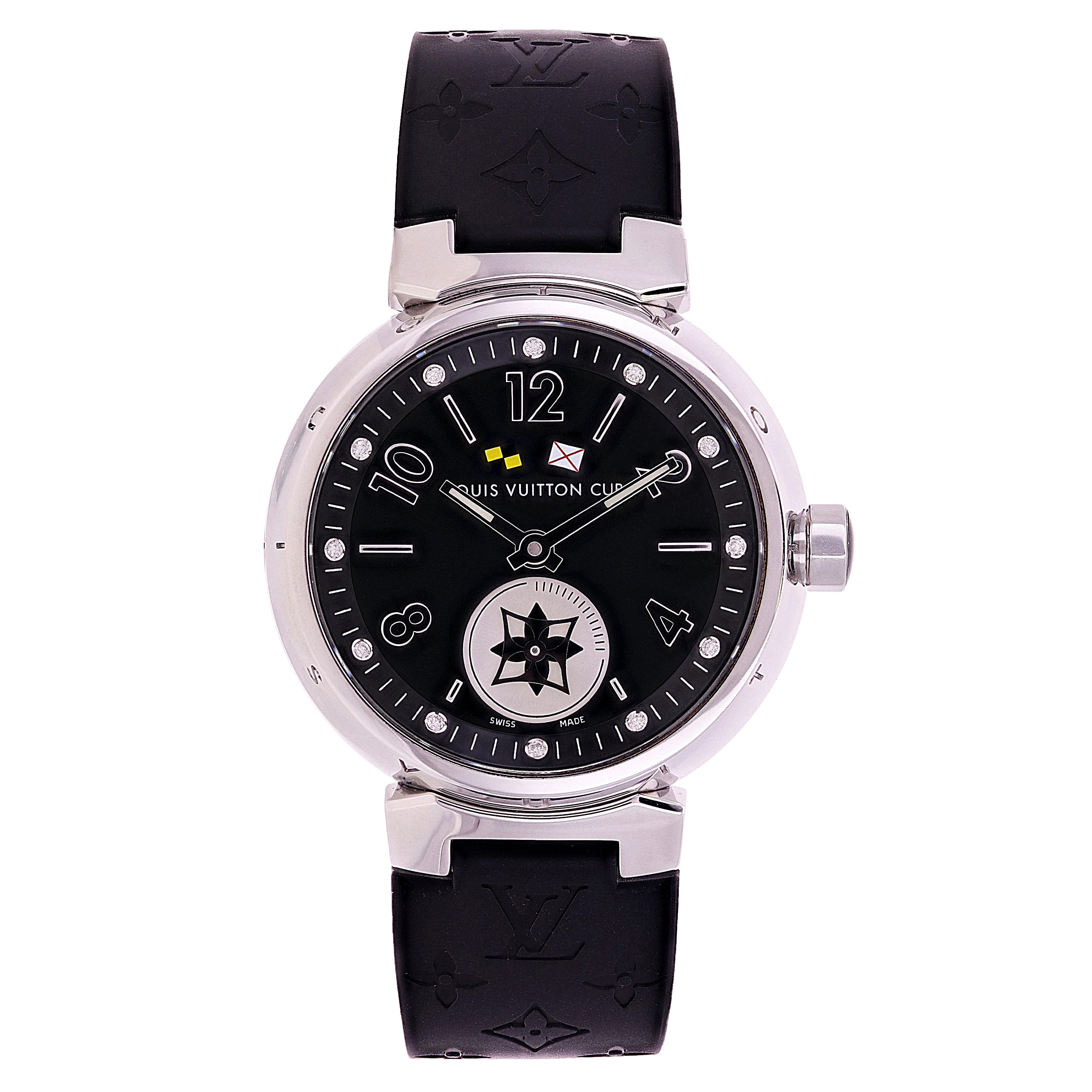 Louis Vuitton Ladies Tambour Lovely Cup Quartz Black Rubber Strap