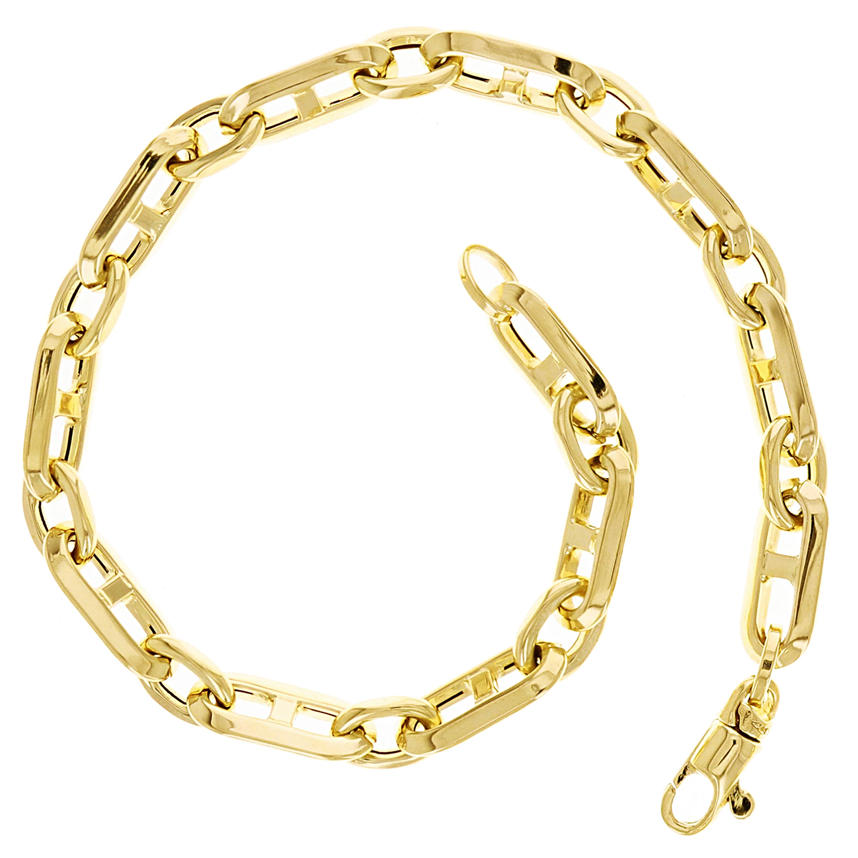Italian 14k Yellow Gold Hollow Anchor Chain Bracelet 7.5" 5.8mm 4.9 grams