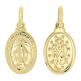 Italian 14k Yellow Gold Mother Mary Miraculous Medal Small Charm Pendant