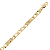 14k Yellow Gold Solid Cuban & Nugget Link Chain Bracelet 7.5" 6.5mm 11.6 grams - 7.5"