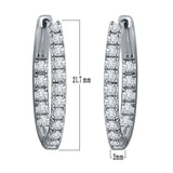 14k White Gold 0.75ctw Diamond Inside Out Oblong Oval Hoop Earrings