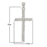 14k White Gold Bark Tree Trunk Cross Charm Pendant 1.55" 2.6 grams - White