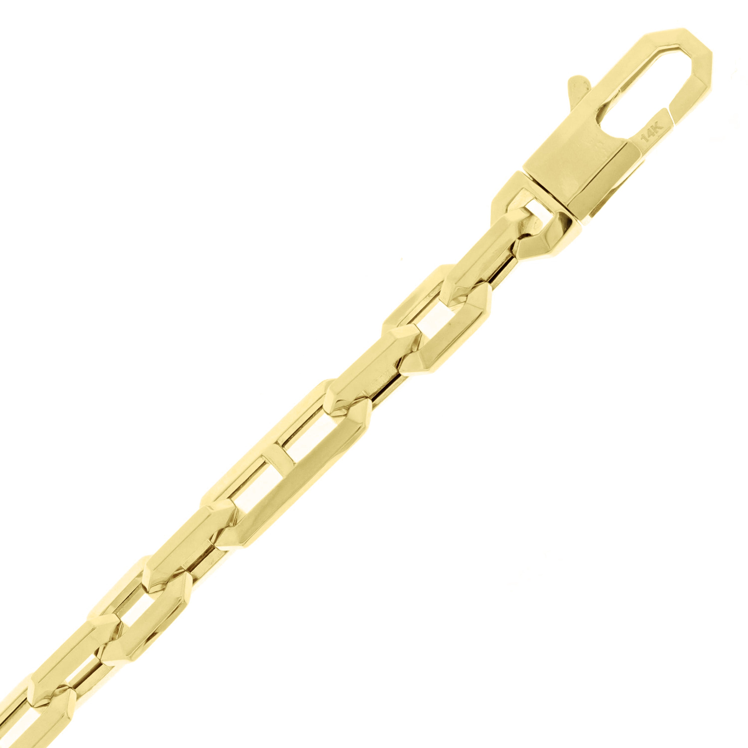 Italian 14k Yellow Gold Mariner Paper Clip Link Chain Bracelet 8" 6.1mm 9 grams
