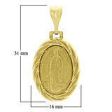 Italian 14k Yellow Gold Our Lady of Guadalupe Medal Charm Pendant 1.2" 3.5 grams