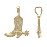 14k Yellow Gold Western Cowgirl Boots Cowboy Boots Charm Pendant 1.3 grams - Yellow