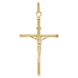 Italian 14k Yellow Gold Hollow INRI Crucifix Cross Charm Pendant 1.7" 1.4 grams
