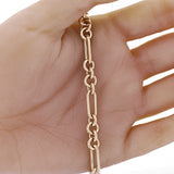 Italian 14k Yellow Gold Hollow Oval & Paper Clip Chain Bracelet 7.25" 5 grams