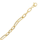 Italian 14k Yellow Gold Mariner Paper Clip Link Chain Bracelet 7.5" 5.2 grams