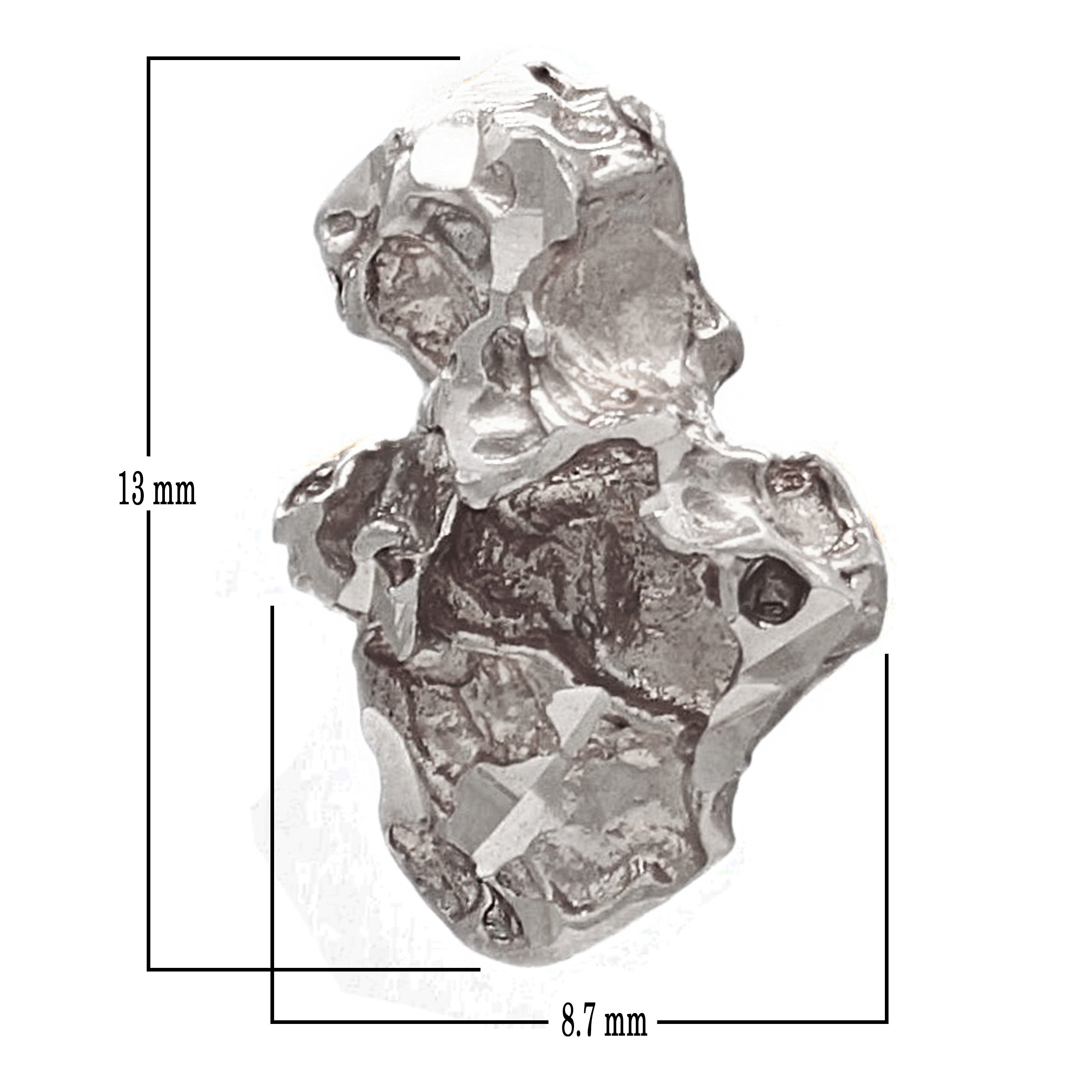 14k White Gold Solid Nugget Free Form Charm Pendant 1.1  grams - White