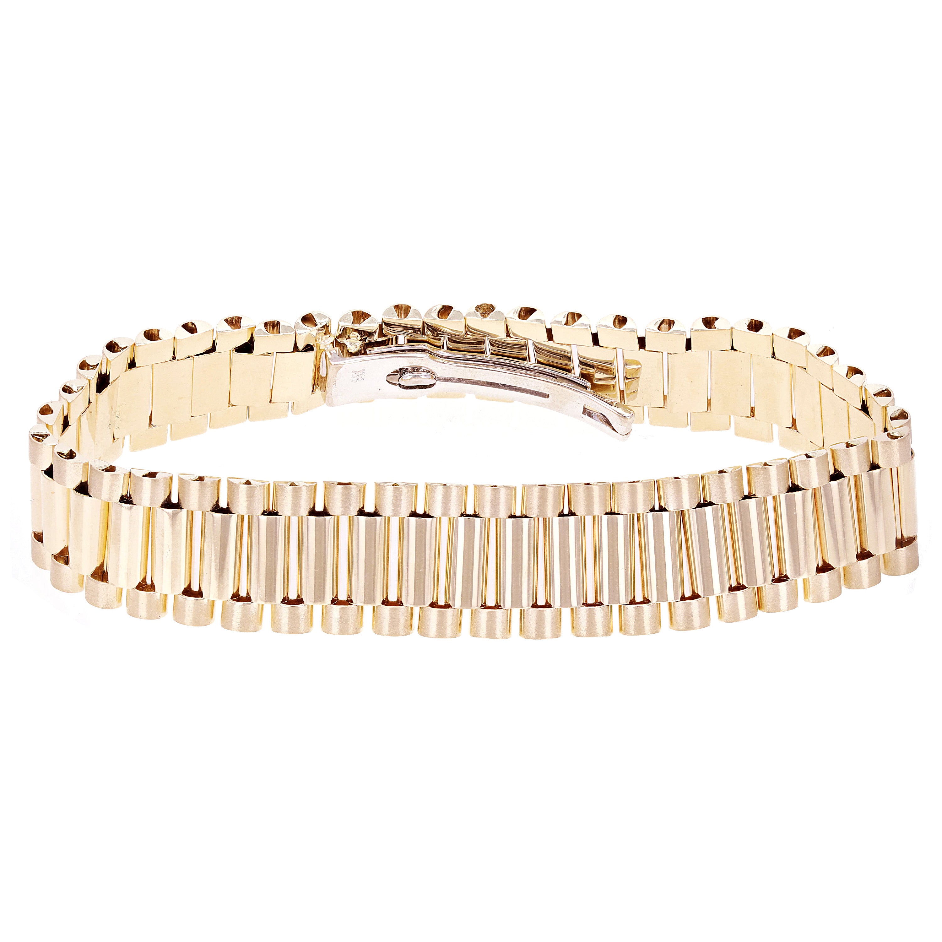 Italian 14k Yellow Gold Watch Link Bracelet 8" 15.2mm 37.4 grams - 37.4 grams
