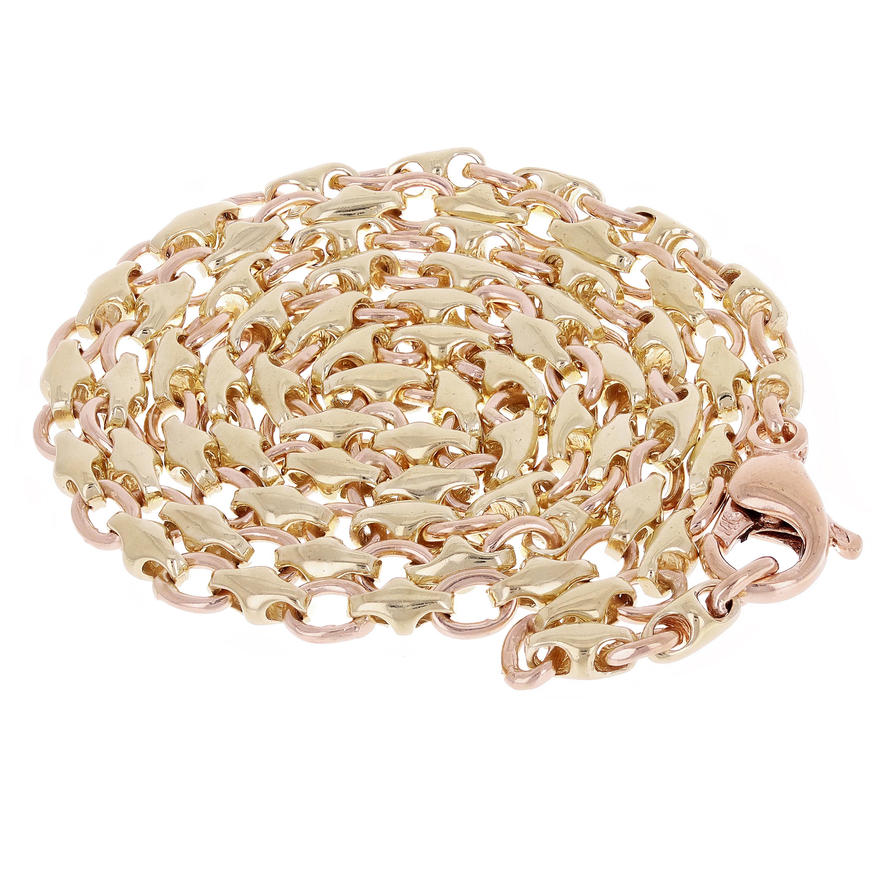 10k Yellow & Rose Gold Solid Handmade Fashion Link Necklace 26" 4mm 30.6 grams - Yellow and Rose,26" 30.6 grams