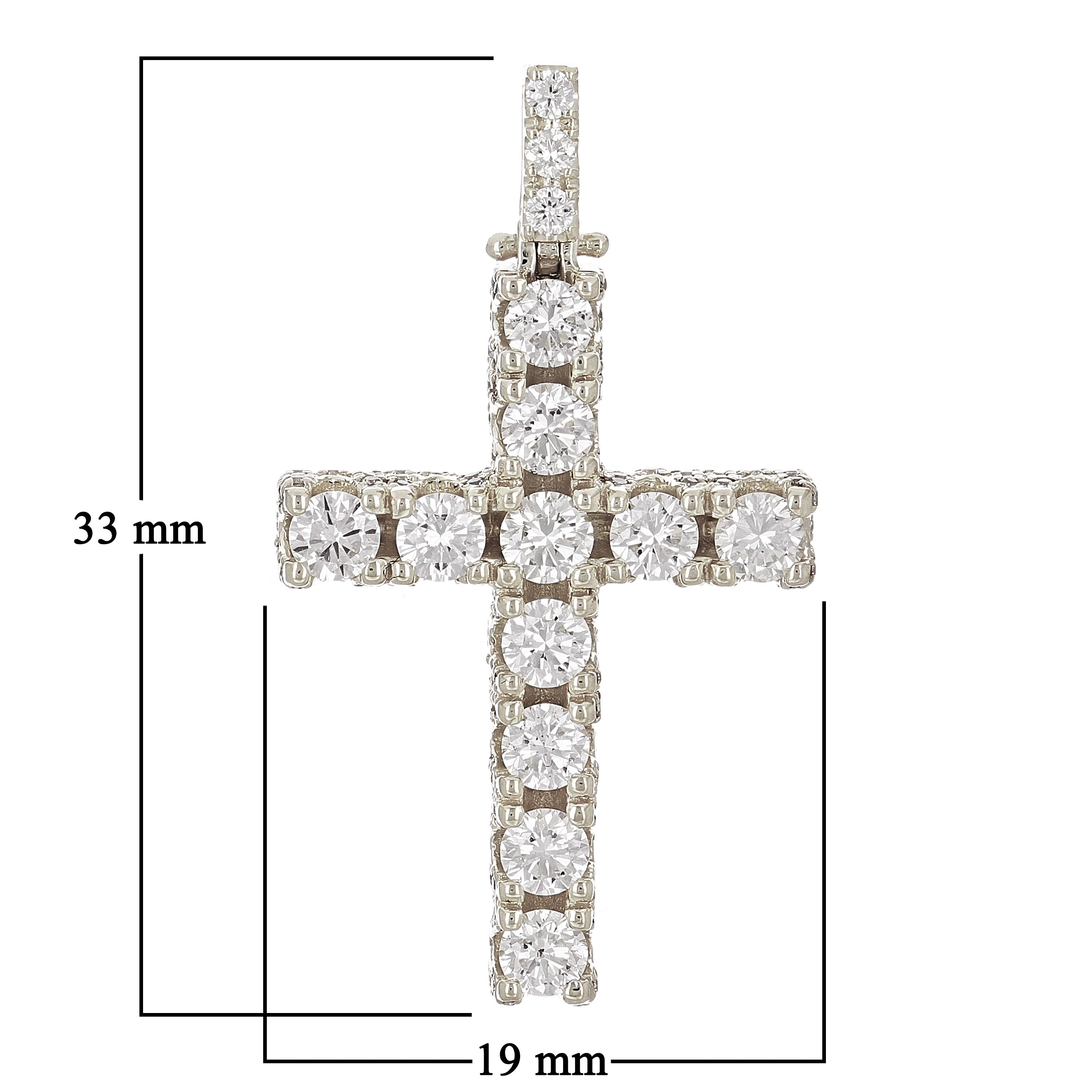 14k Yellow or White Gold 1.79ctw Diamond Cross Pendant Iced Out