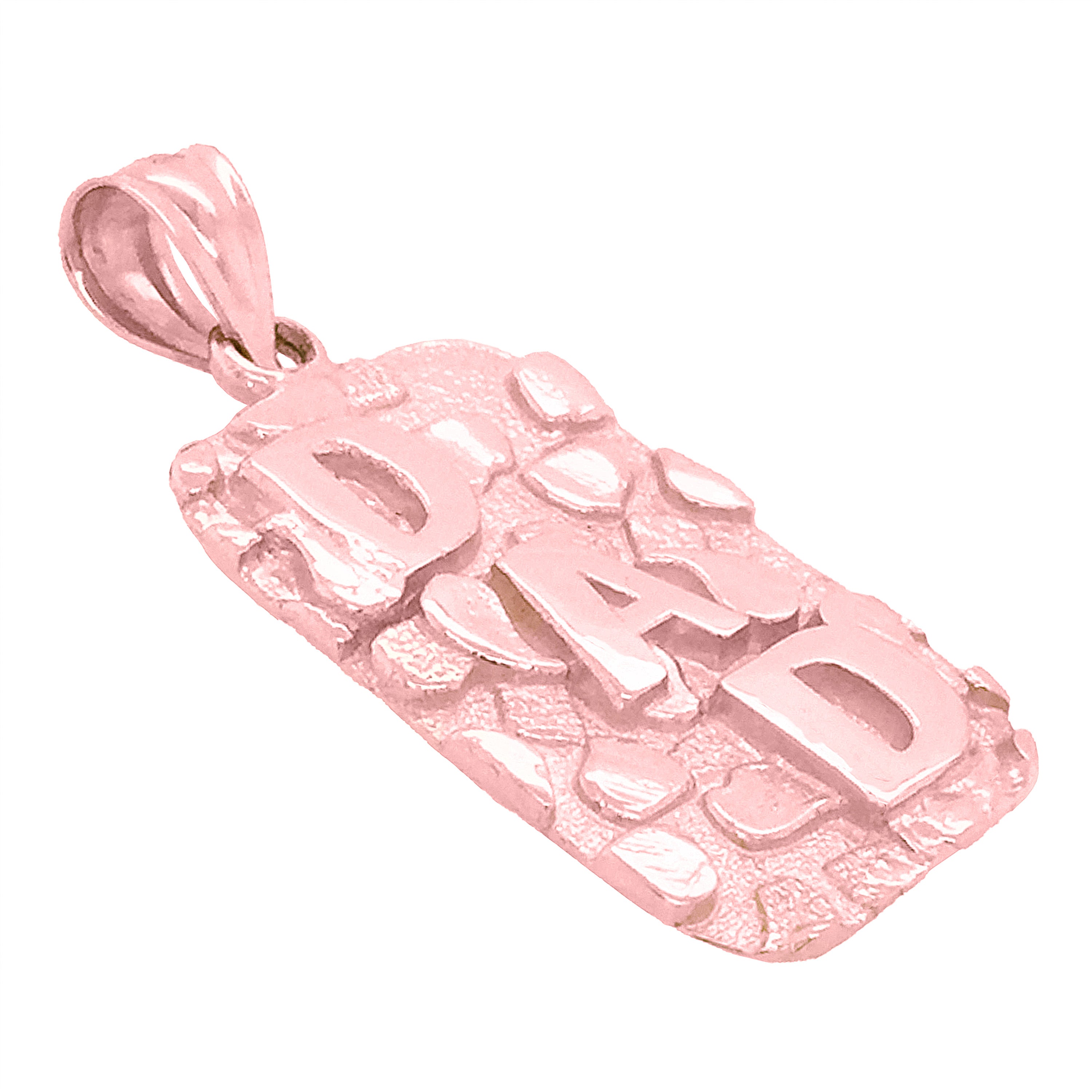 10k Rose Gold Solid DAD Nugget Pendant Rectangle Charm 1.1" - 2.1 grams - Rose