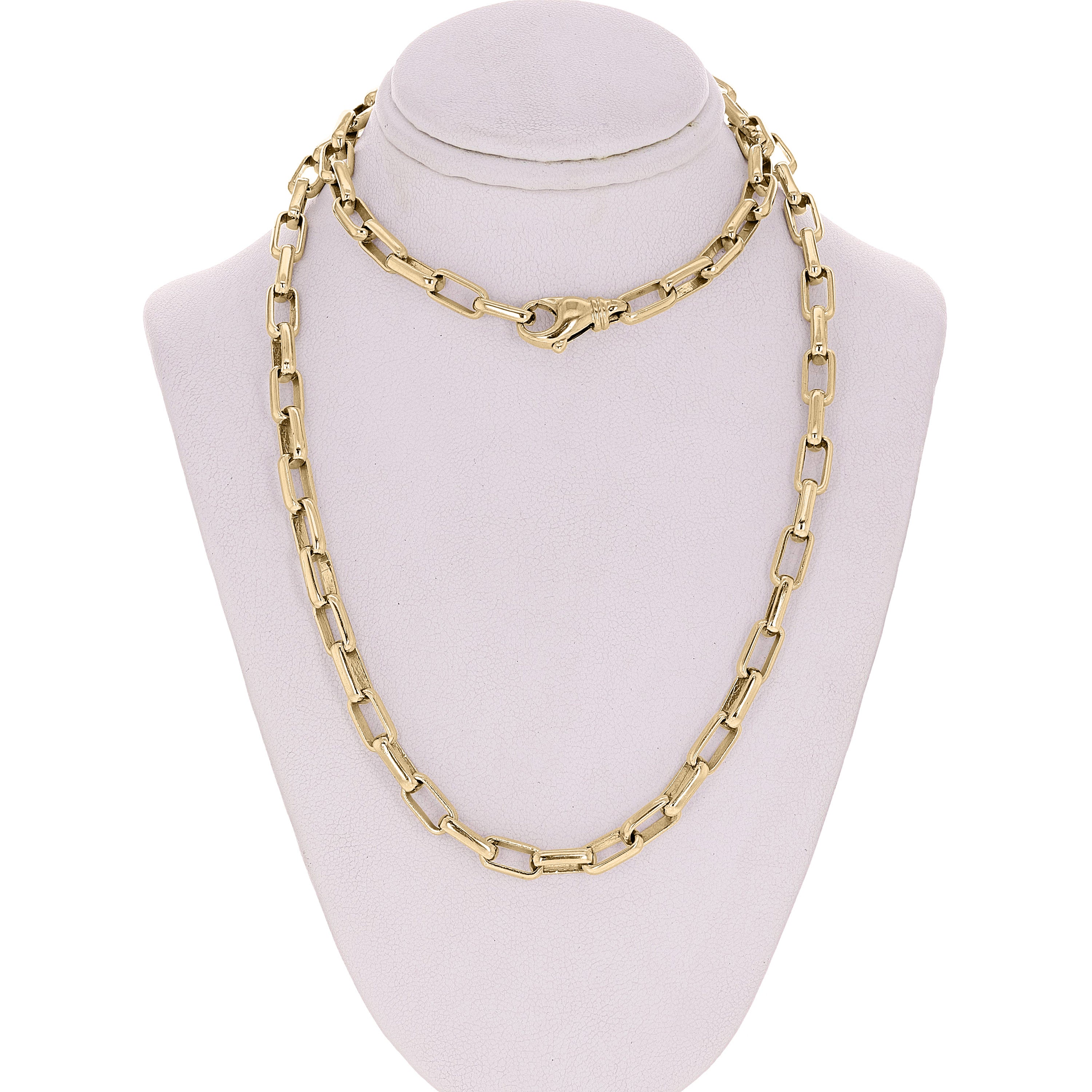 10k Yellow Gold Solid Handmade Fashion Link Necklace 5.6mm 18" - 28"