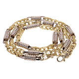 10k Yellow & White Gold Handmade Fashion Link Necklace 22" 7mm 71.5 grams - 22"