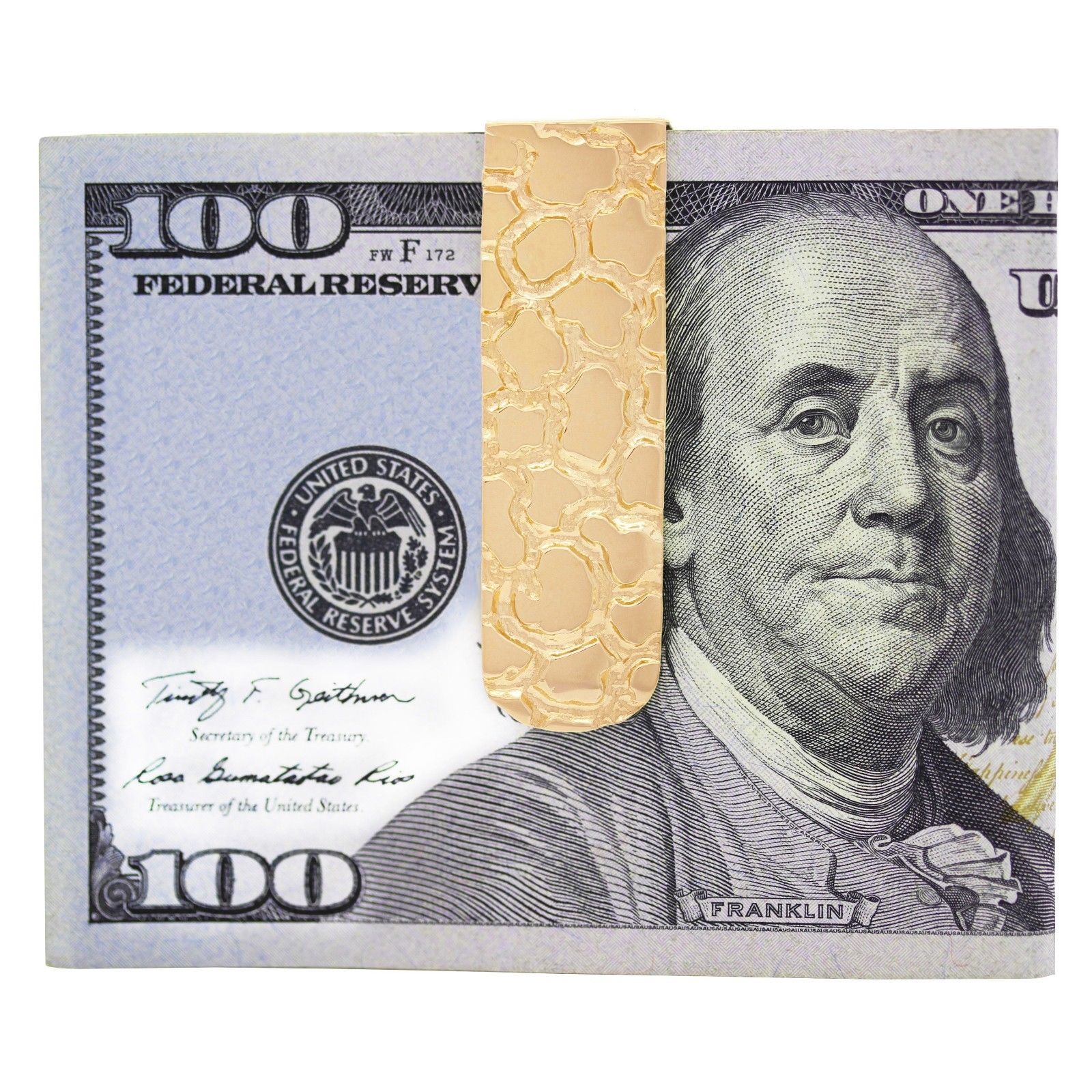 Men's 14k Yellow Gold Solid Nugget Money Clip Wallet Money Holder 1.9" 15 grams - Yellow