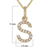 14k Yellow Gold Diamond Initial Letter S Charm Pendant Necklace 18" - Letter S,Yellow
