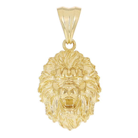 14k Yellow Gold 3D Lion Head Charm Pendant 1.8