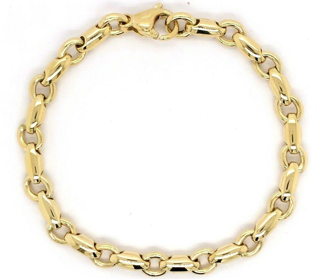 14k Yellow Gold Handmade Fashion Link Bracelet 7.5" 6.3mm 17 grams - Yellow,7.5"