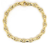14k Yellow Gold Handmade Fashion Link Bracelet 7.5" 6.3mm 17 grams - Yellow,7.5"