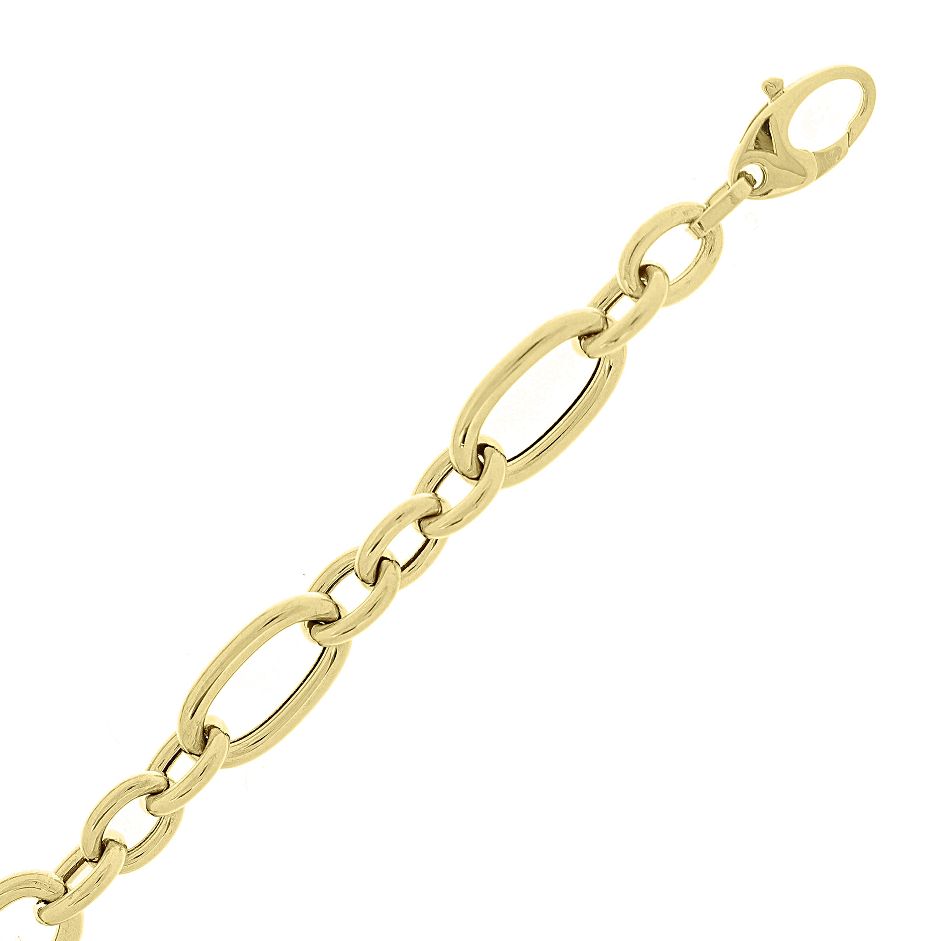 Italian 14k Yellow Gold Hollow Oval Links Chain Bracelet 8.5" 10.5mm 11.7 grams