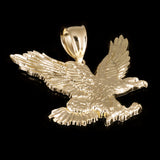 14k Yellow Gold Solid Diamond Cut Landing Eagle Pendant 1.7" 8.6 grams