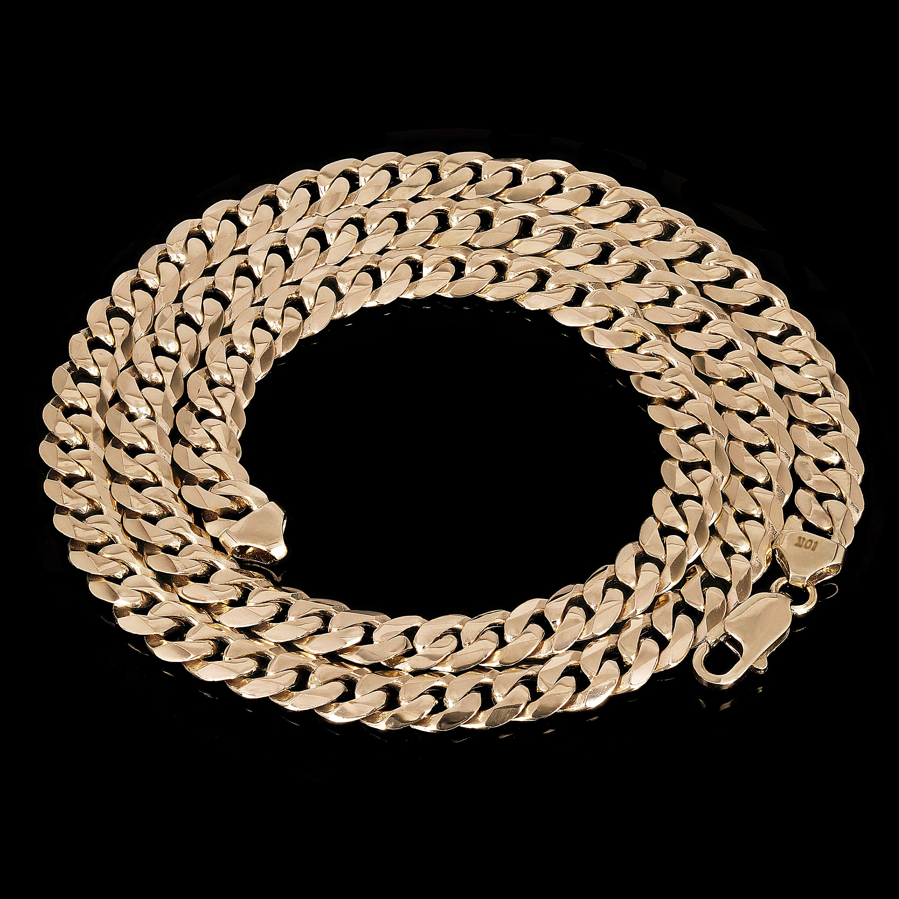 Men's 10k Yellow Gold Solid Curb Cuban Link Chain Necklace 20" 8mm 53 grams - 20"