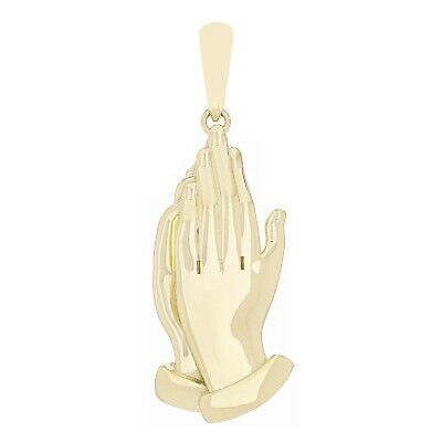 14k Yellow Gold Praying Hands Religious Charm Pendant 2.7