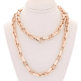 14k Rose Gold Handmade Fashion Link Necklace 30" 7.94mm - Rose,30"