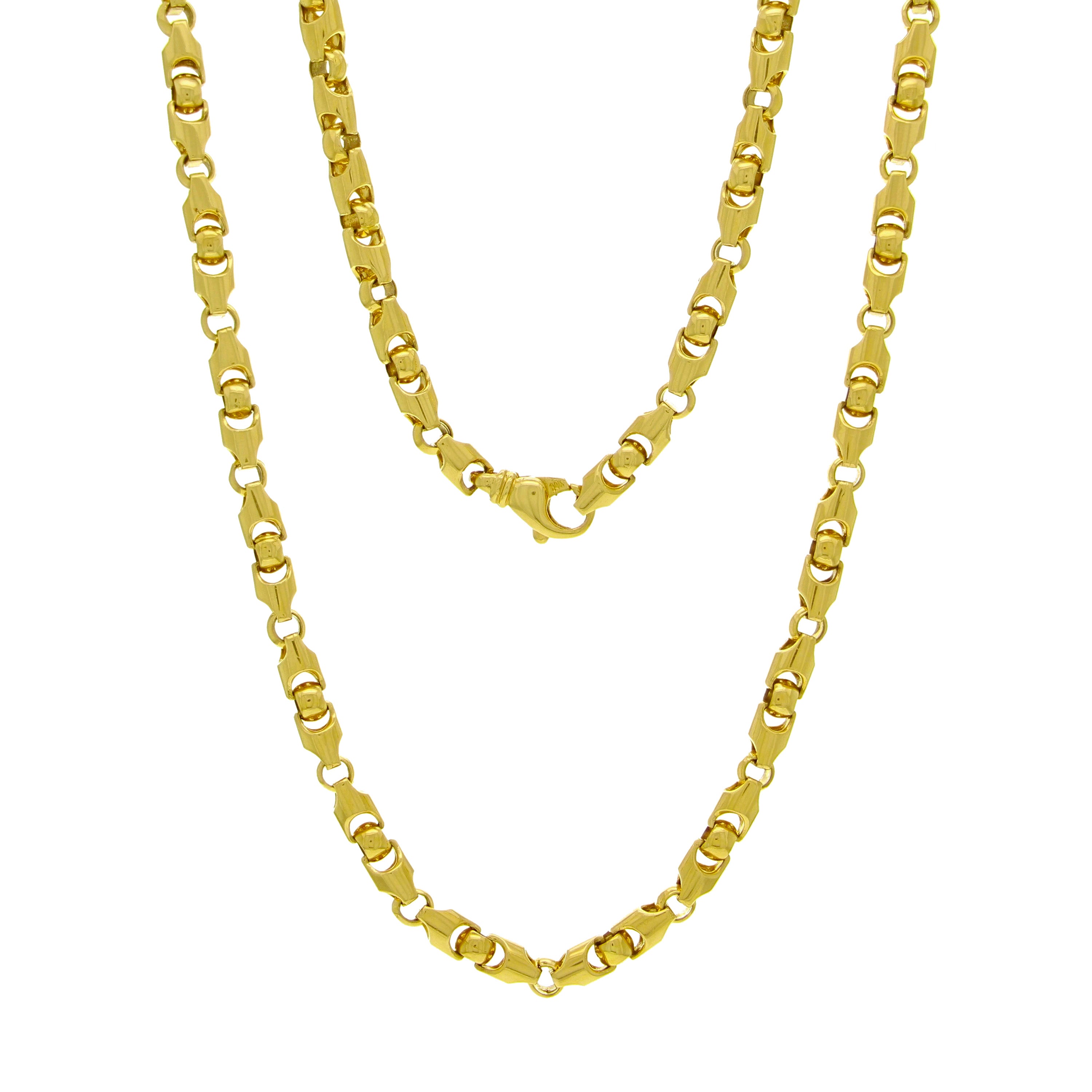10k Yellow Gold Handmade Fashion Link Necklace 16" 6mm - Yellow,16"