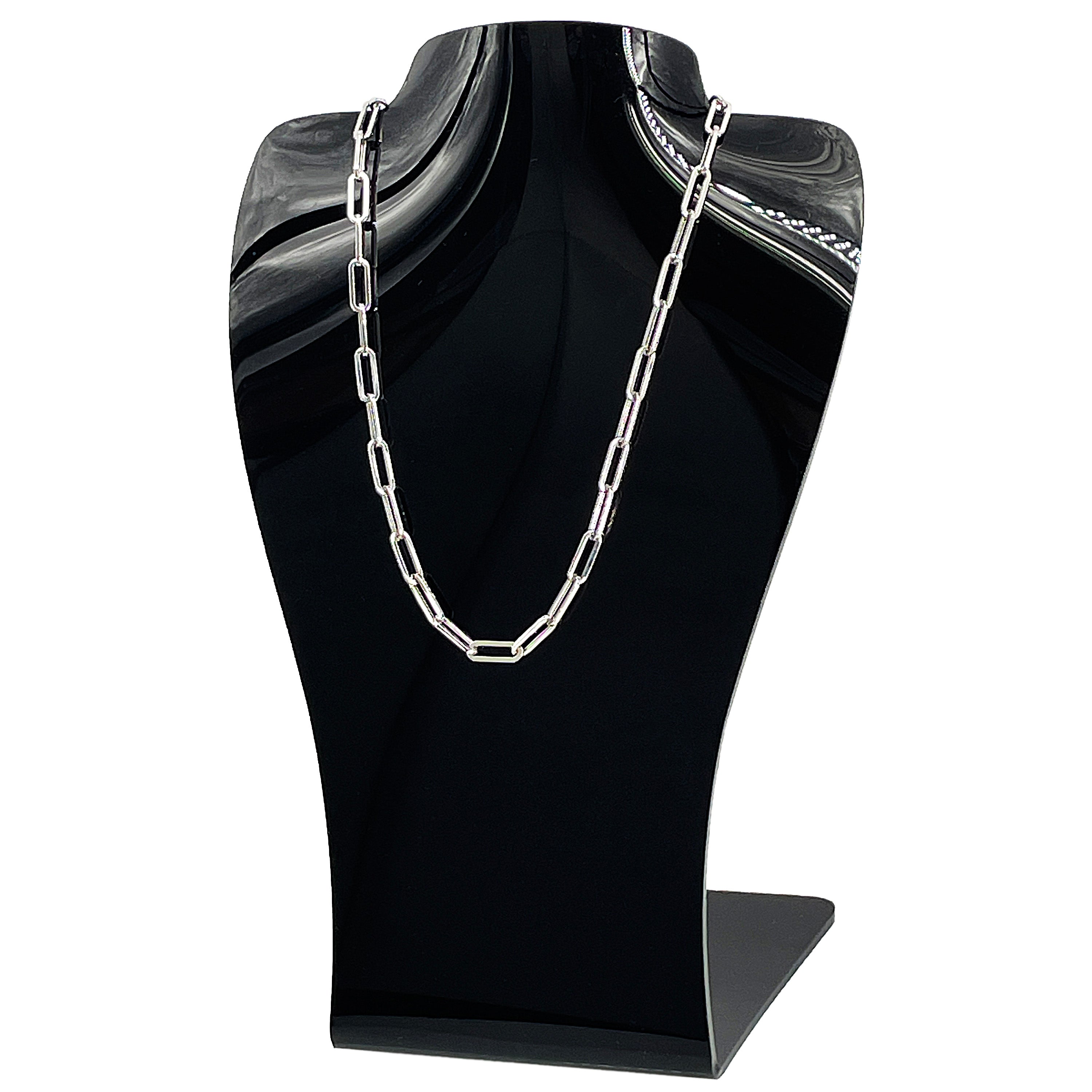 Italian 14k White Gold Hollow Paper Clip Link Chain Necklace 16" 4.7mm 6.3 grams - White,16" 6.3 grams