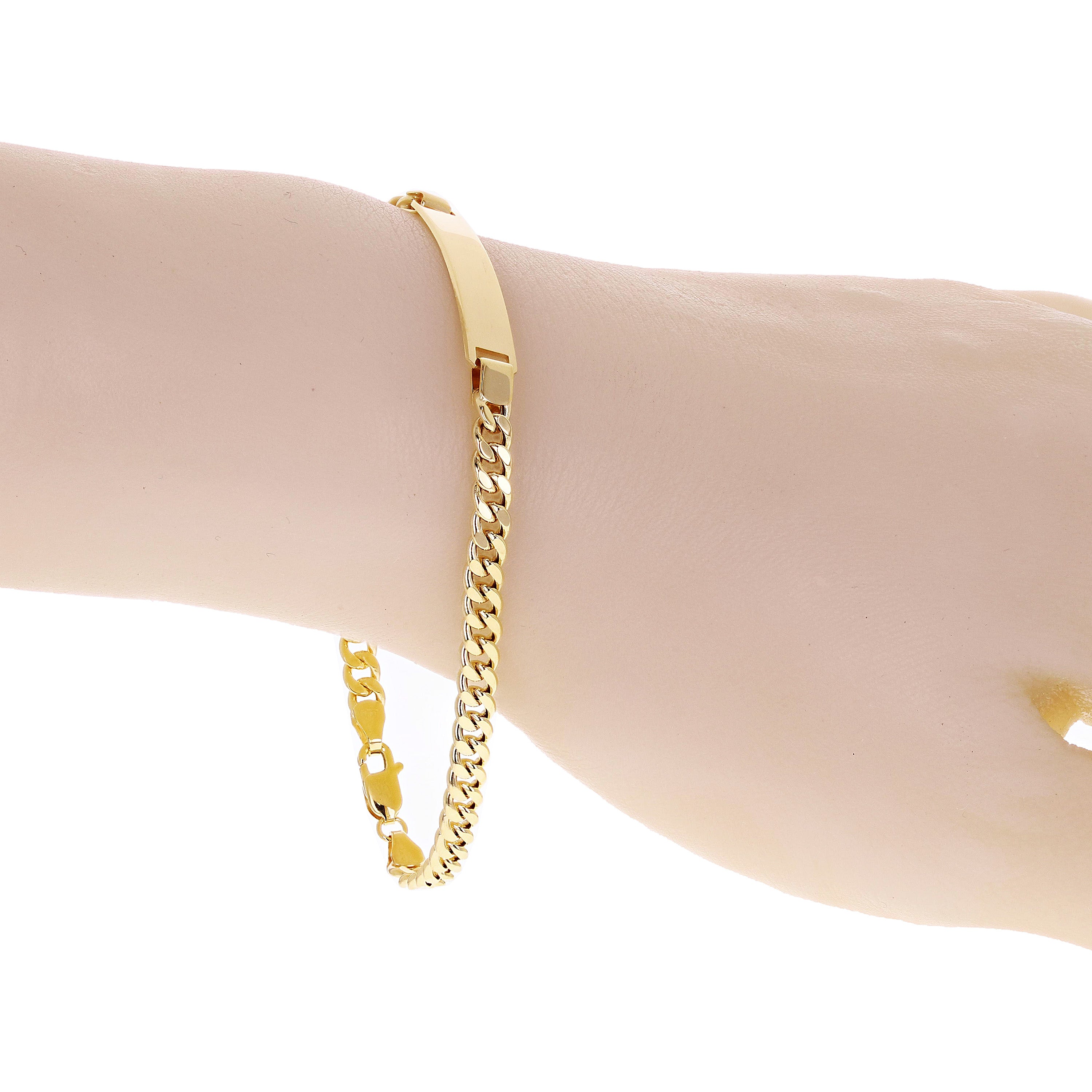 Italian 14k Yellow Gold Cuban ID Bracelet Engravable 7.75" 5.8mm 5.4 grams