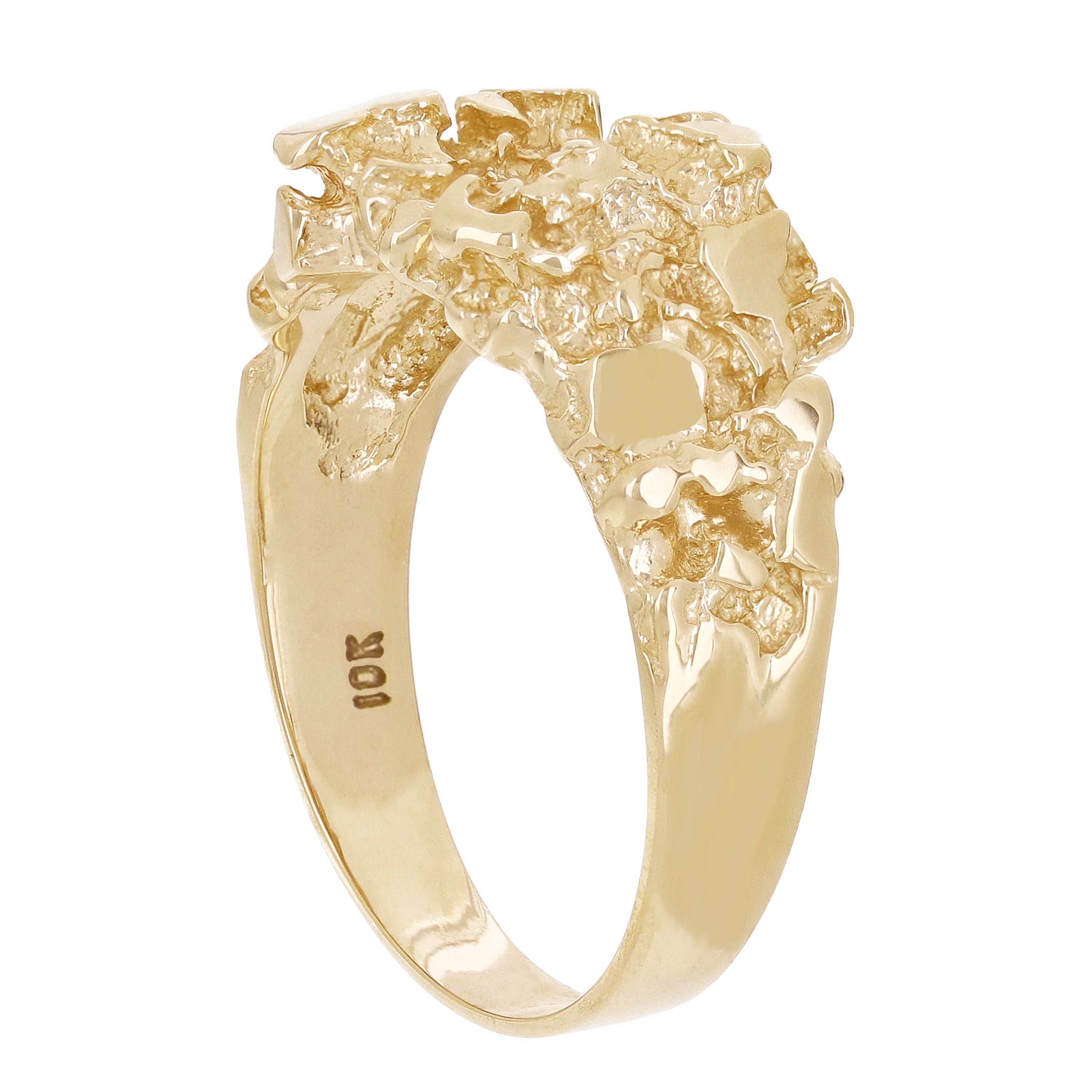 14k Yellow Gold Solid Nugget Ring Size 7 - 12mm 5.3 grams - Ring Size 7