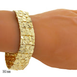 14k Yellow Gold Solid Nugget Bracelet 7" 18.5mm - 7",18.5mm