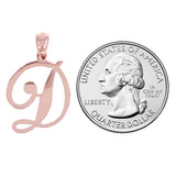 14k Rose Gold Initial Letter D Alphabet Charm Pendant - Letter D,Rose