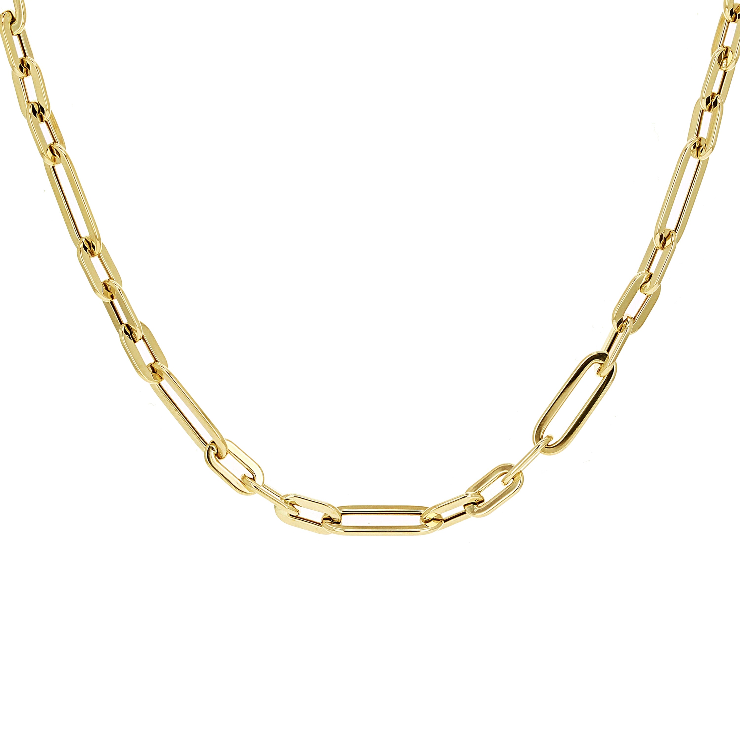 Italian 14k Yellow Gold Paper Clip Link Chain Necklace 18" 5mm 7.9 grams