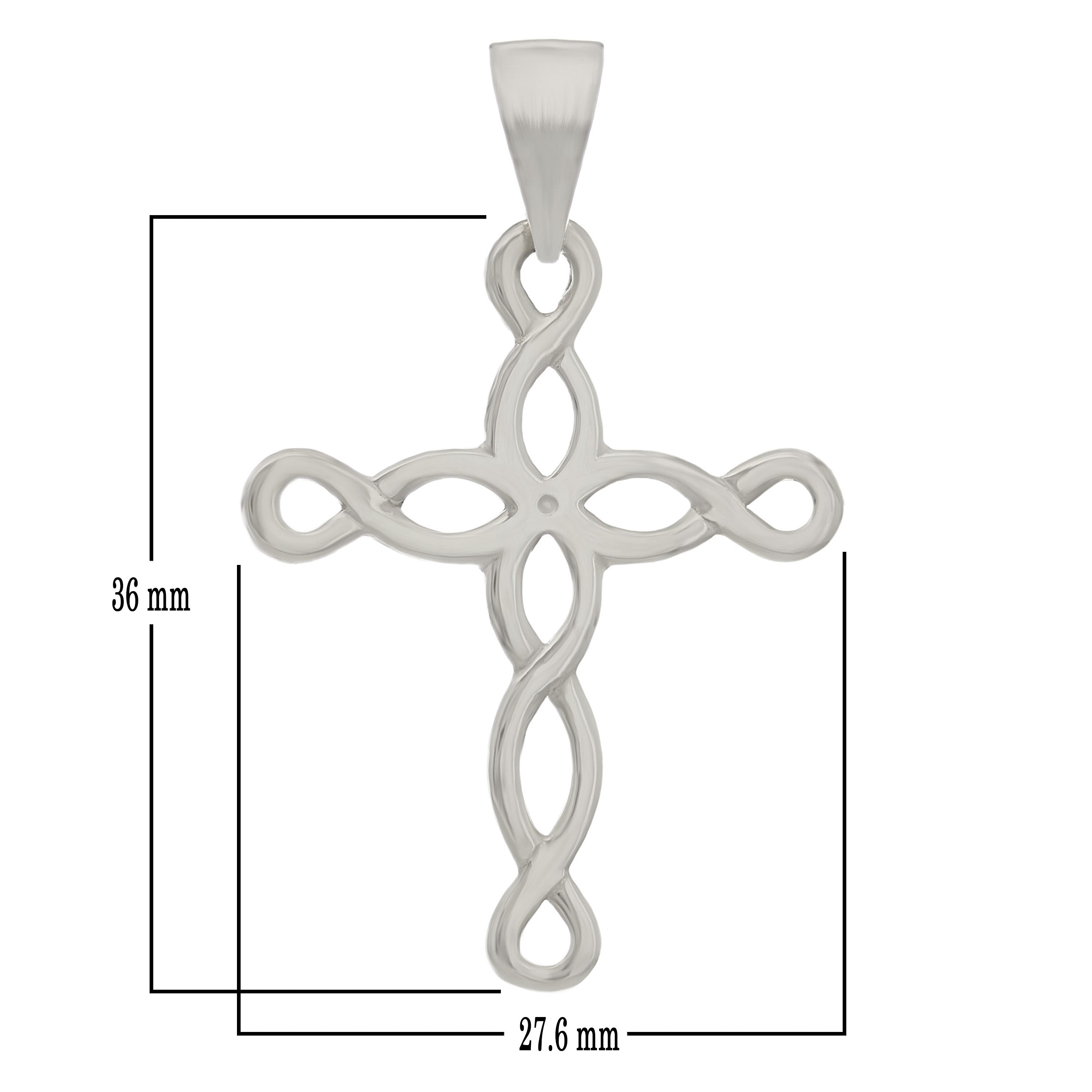 14k White Gold Solid Filigree Cross Crucifix Religious Charm Pendant 2.5 grams - White