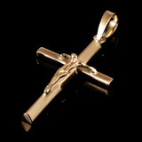 Italian 14k Yellow Gold Hollow 3D Crucifix Cross Charm Pendant 1.4" 1.1 grams - Yellow
