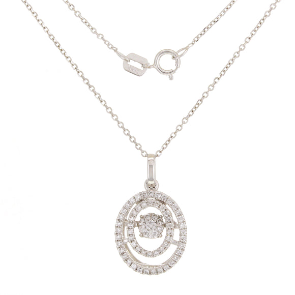 14k White Gold 0.35ctw Diamonds in Rhythm Graduated Circle Pendant Necklace