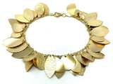 Italian 14k Yellow Gold Round and Leaves Shape Charm Bracelet 7.5" 13 grams