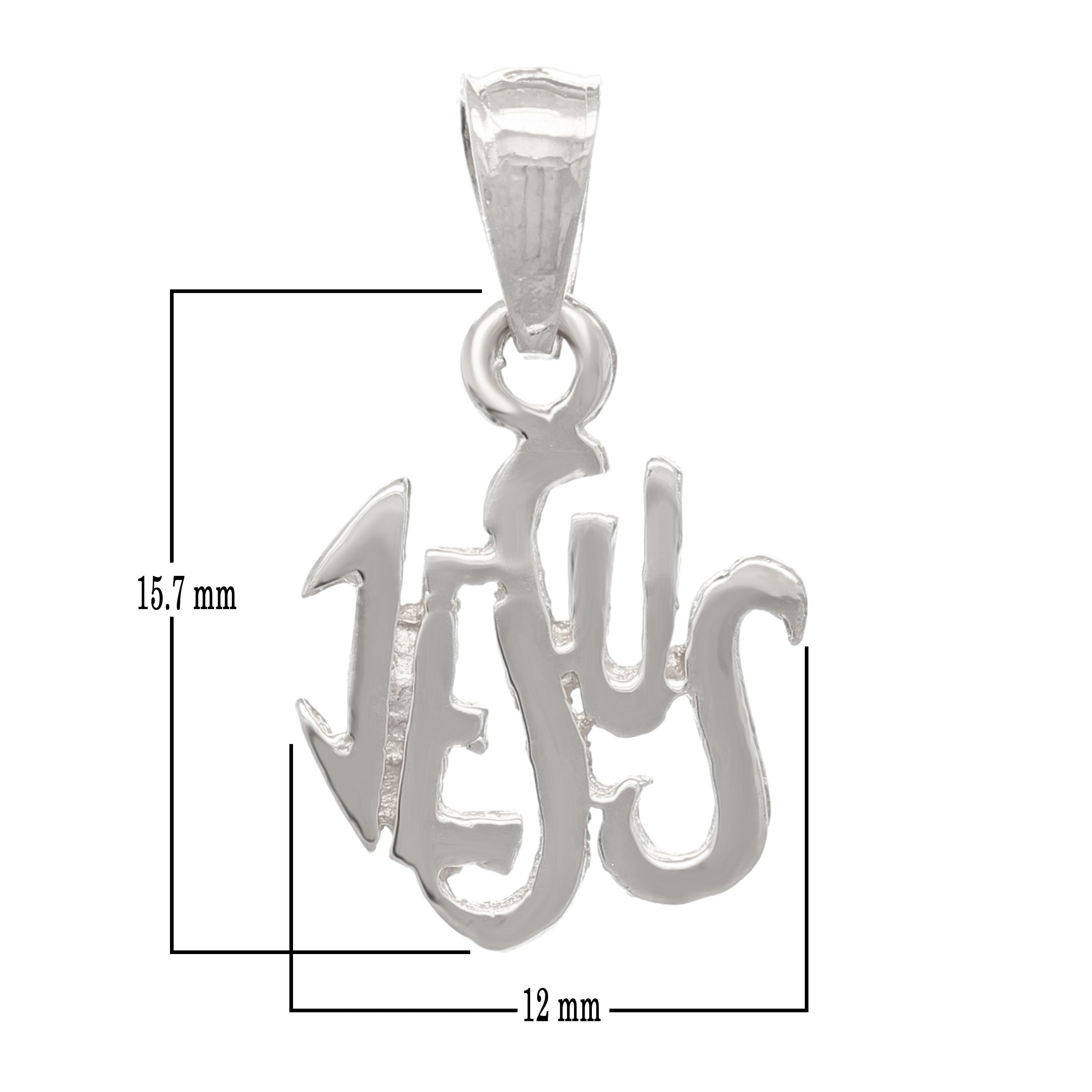 14k White Gold JESUS Pendant Religious Charm 1 gram - White