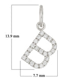 14k White Gold Diamond Initial Letter B Charm Pendant - Letter B,White