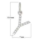 14k White Gold Diamond Initial Letter Y Charm Pendant - Letter Y,White