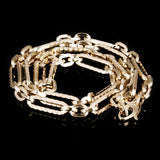 Italian 14k Yellow Gold Hollow Textured Paper Clip Link Necklace 5.6mm 18" 7.6g