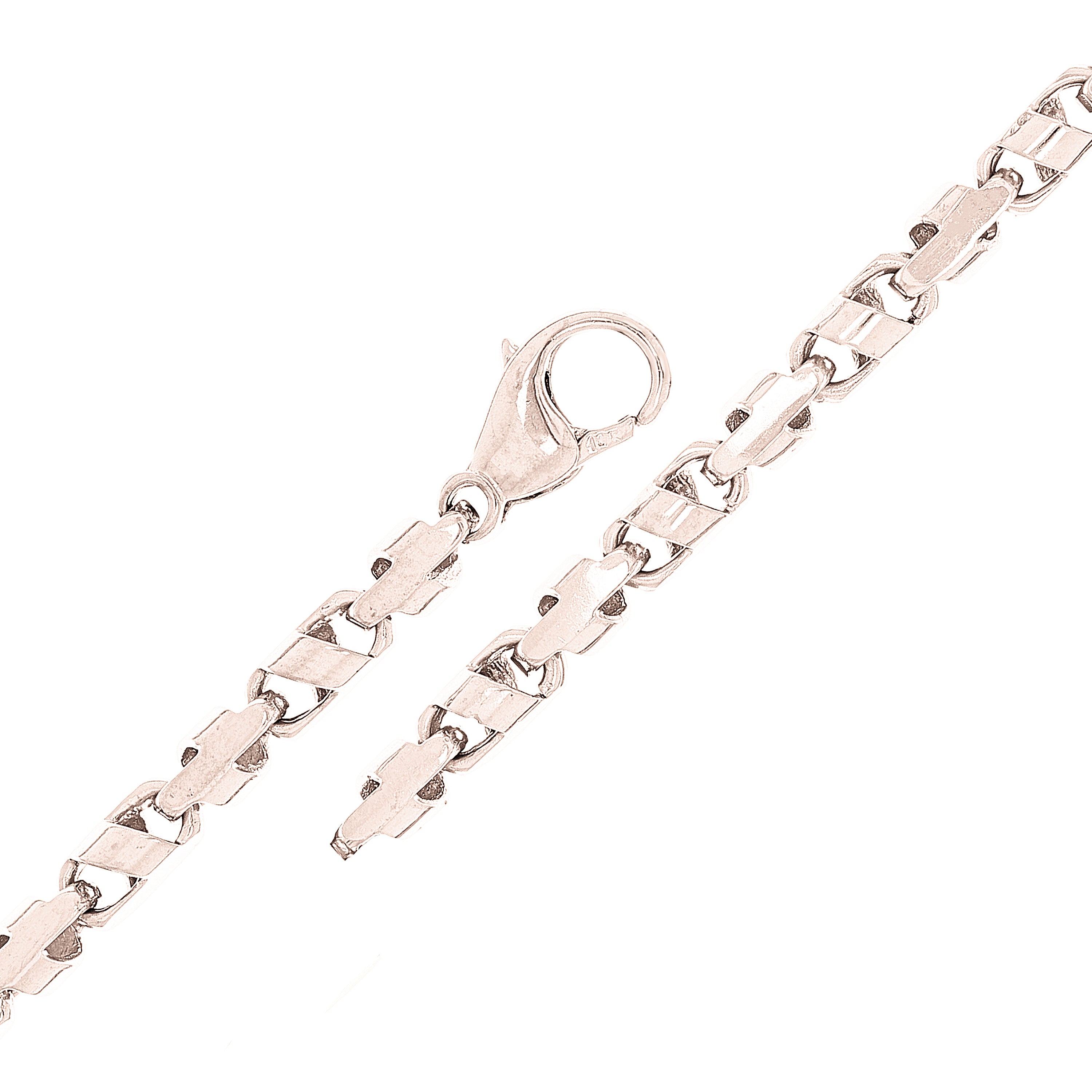 14k White Gold Handmade Link Bracelet 8.5" 4.5mm 14.7 grams - White,9"