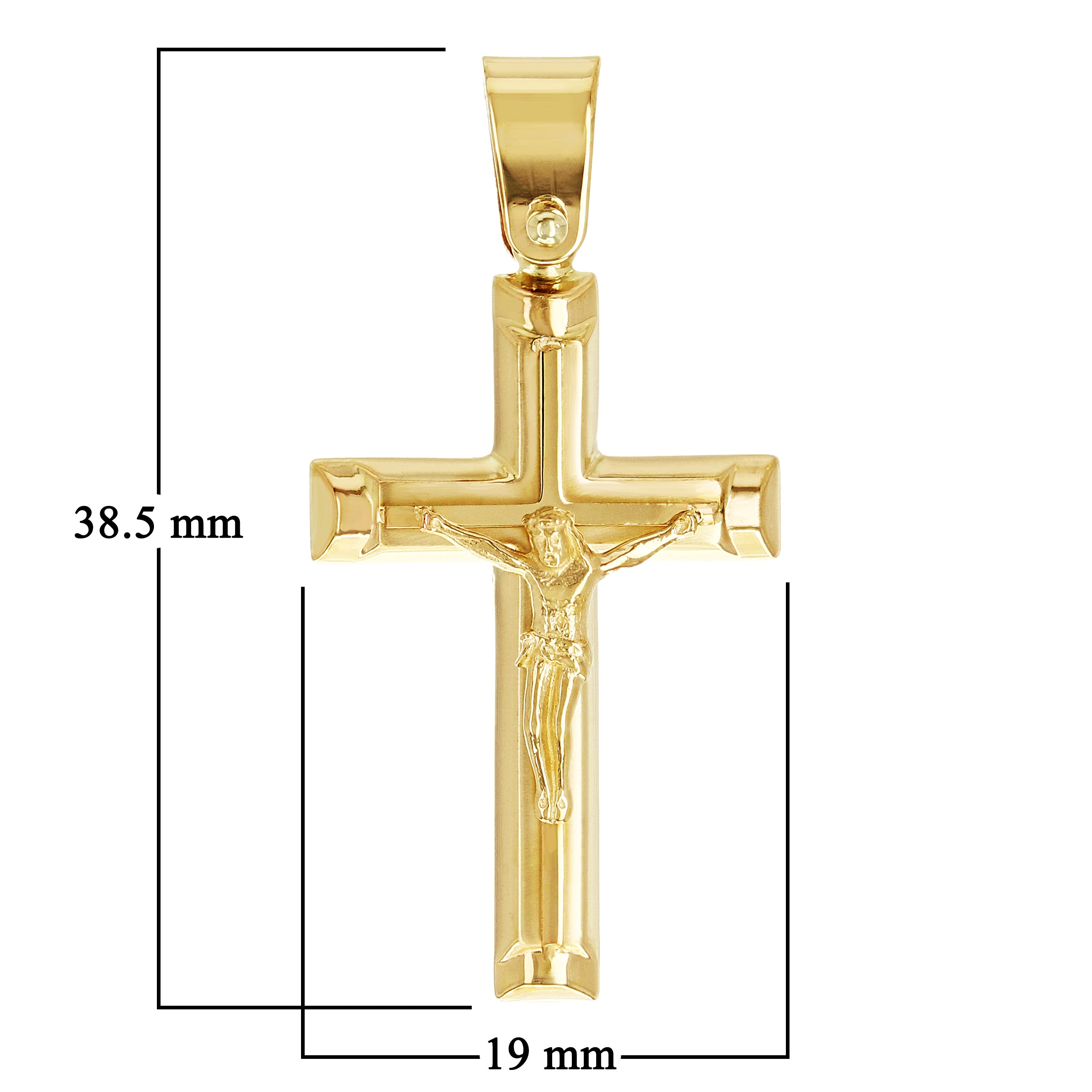 Italian 14k Yellow Gold Hollow 3D Jesus Crucifix Cross Pendant 1.5" 3.1 grams